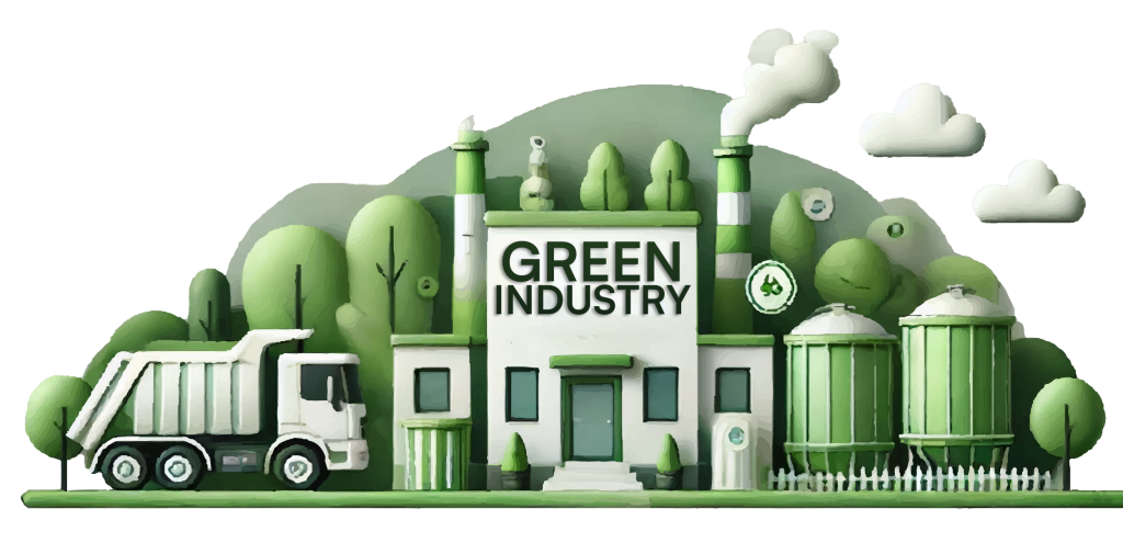 Ilustracija fabrike Green Industry – lidera u upravljanju otpadom i ekološkim rešenjima